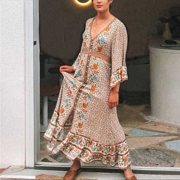 #74 CLOSEOUT SALE 🩷New!Gorgeous Boho Gypsy Maxi Dress - Picture 3 of 12
